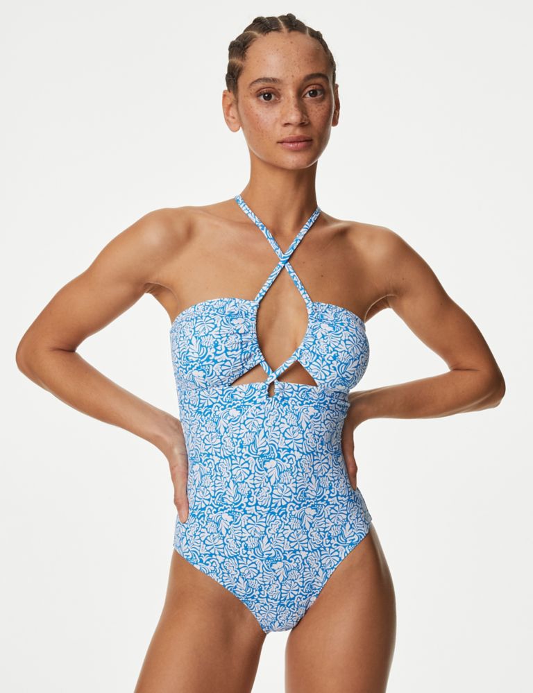 Printed Cut Out Halterneck Swimsuit 3 of 6