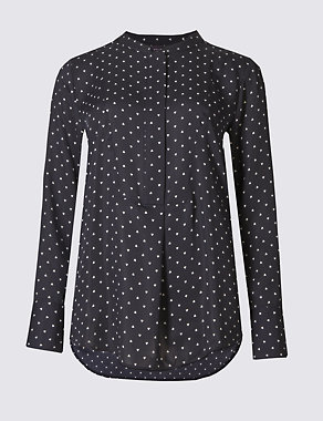 Printed Dipped Hem Popover Blouse Image 2 of 4