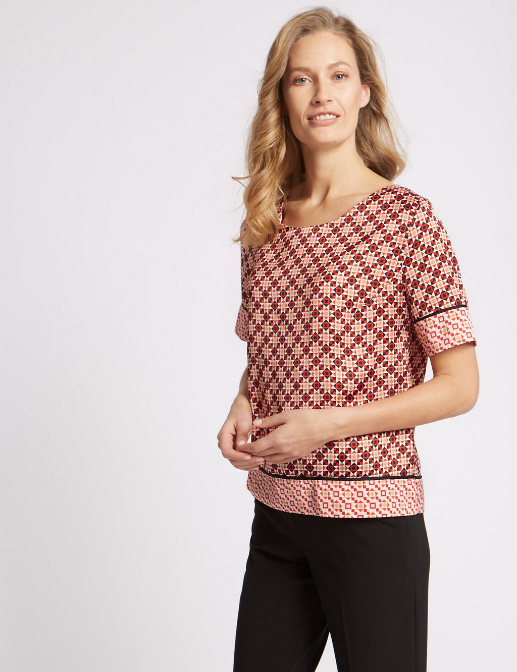 Printed Double Layer Half Sleeve Blouse 3 of 5