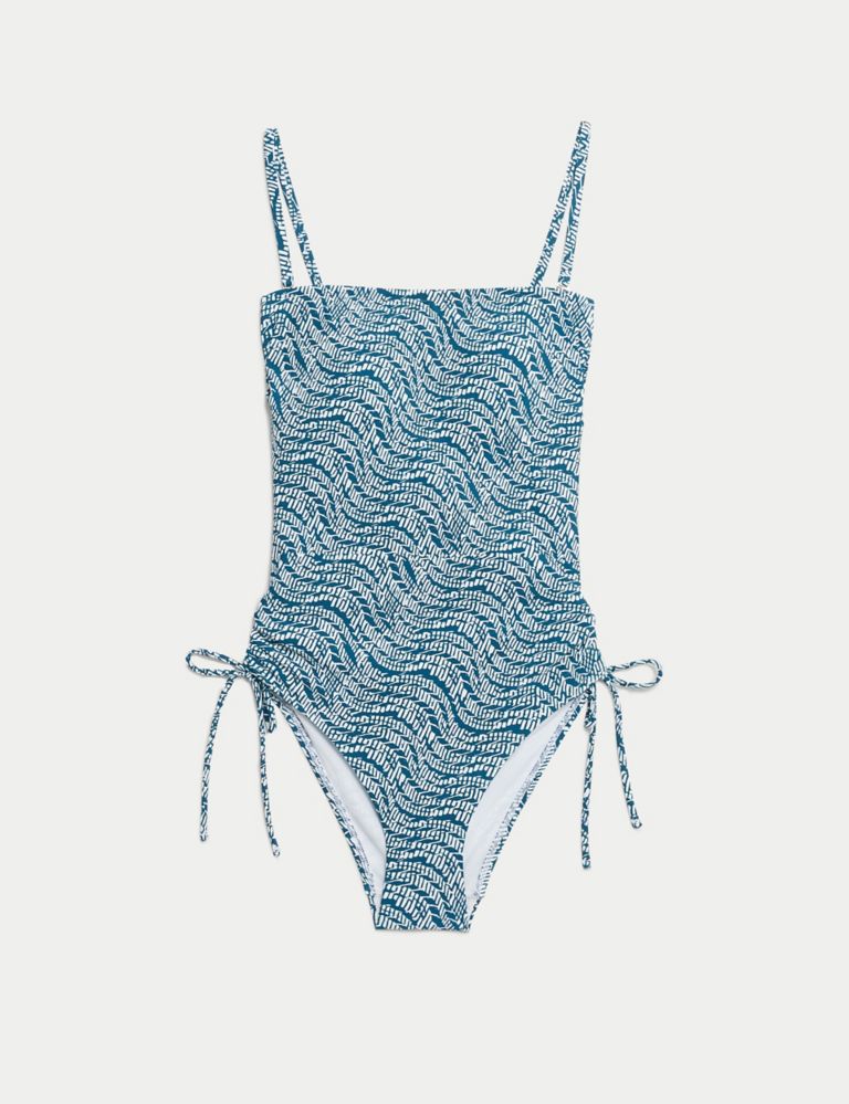 Printed Drawstring Bandeau Swimsuit 2 of 6