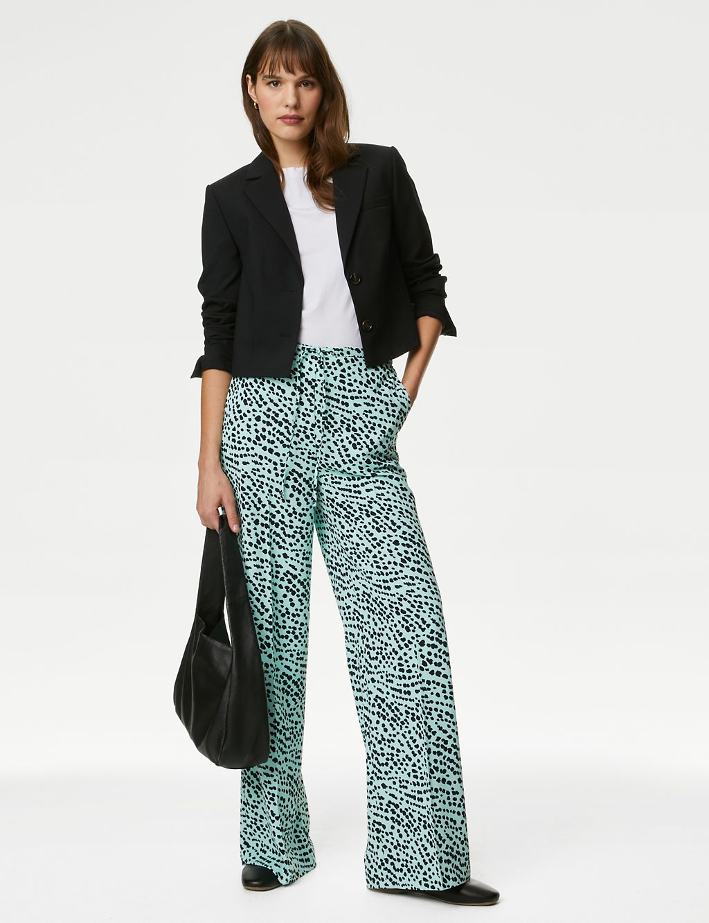 Printed Drawstring Wide Leg Trousers 3 of 5