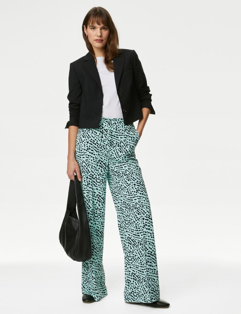 Printed Drawstring Wide Leg Trousers 1 of 5