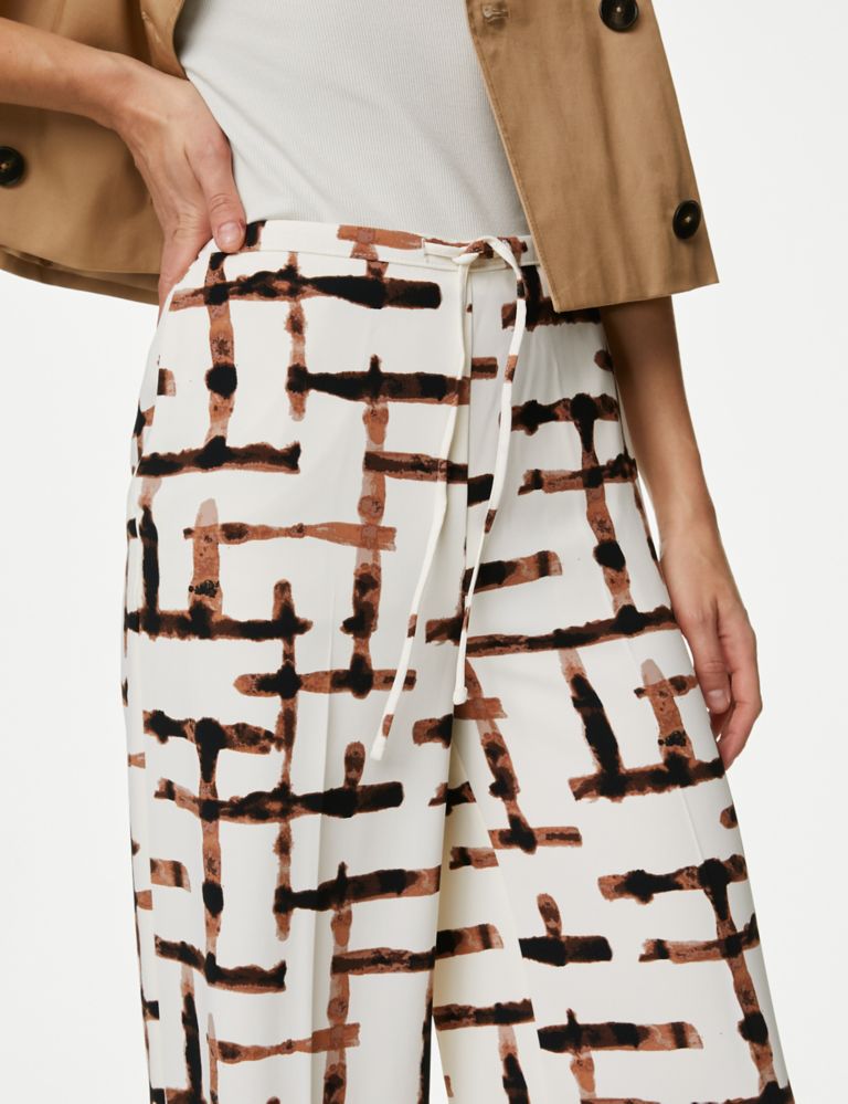 Printed Drawstring Wide Leg Trousers 4 of 5
