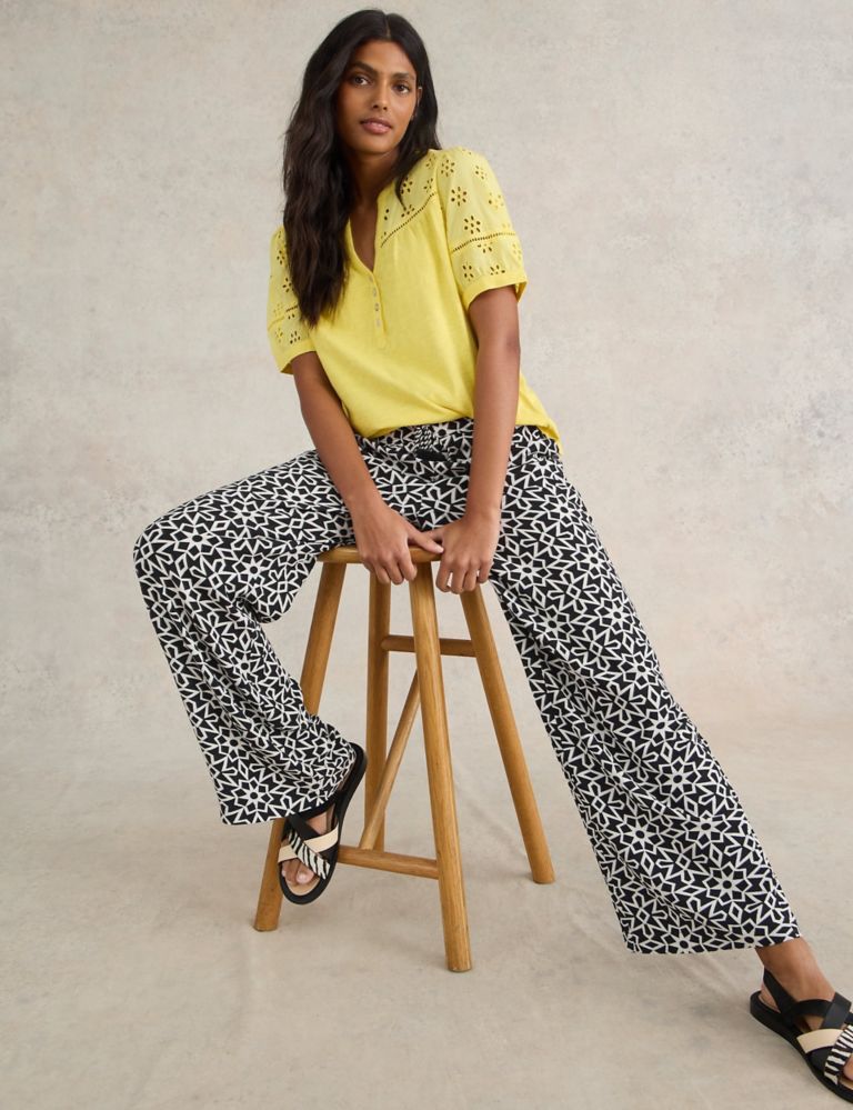 Printed Drawstring Wide Leg Trousers 4 of 6