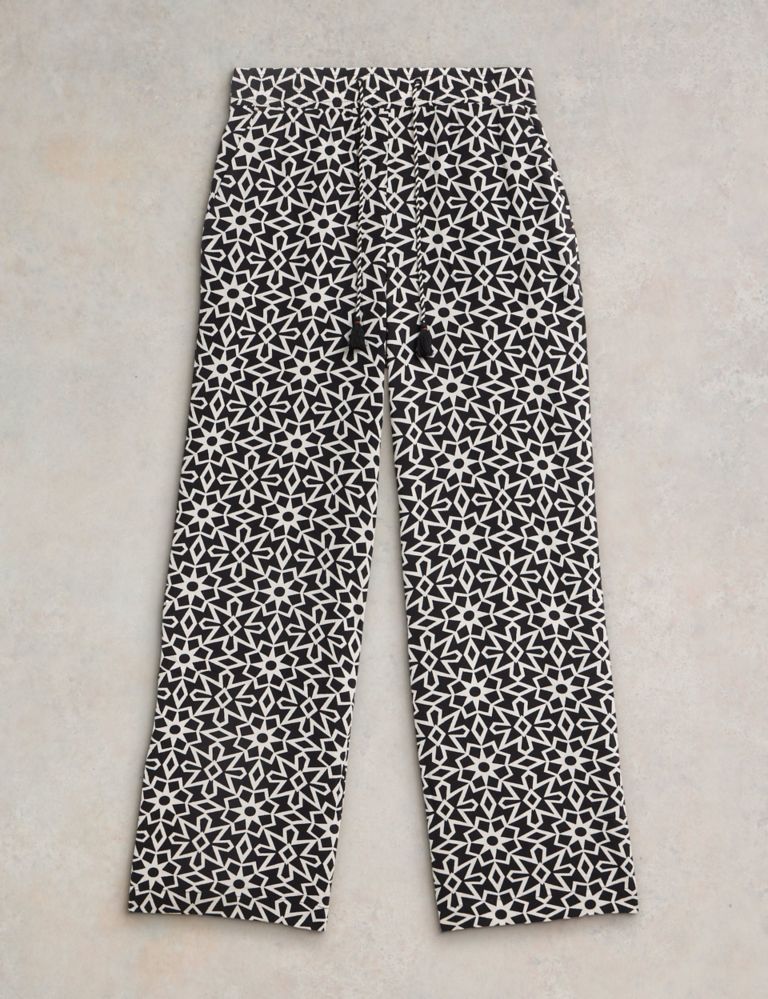 Printed Drawstring Wide Leg Trousers 2 of 6