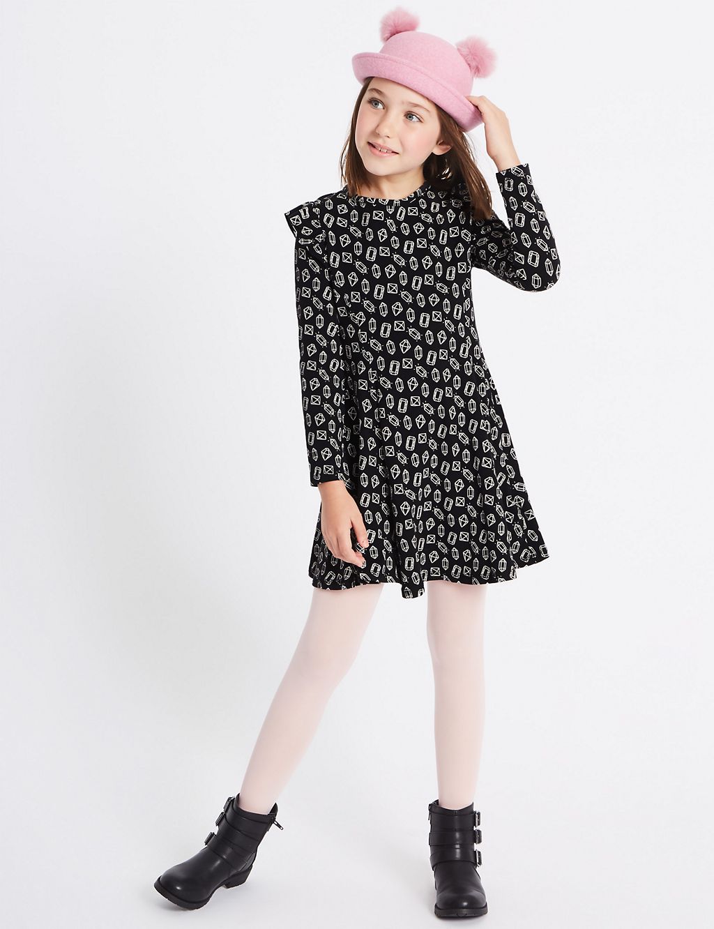 Printed Dress with Stretch (3-14 Years) 3 of 6