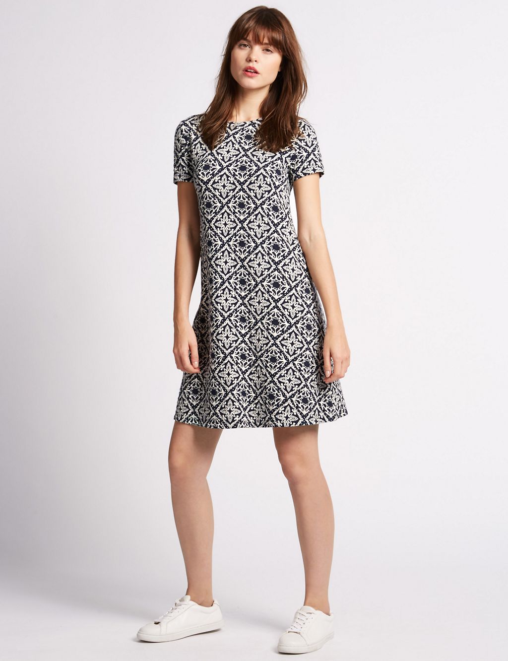 Printed Fit & Flare Swing Dress 3 of 4