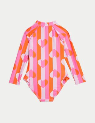 Printed Frill Long Sleeve Swimsuit (2-8 Yrs) Image 2 of 3