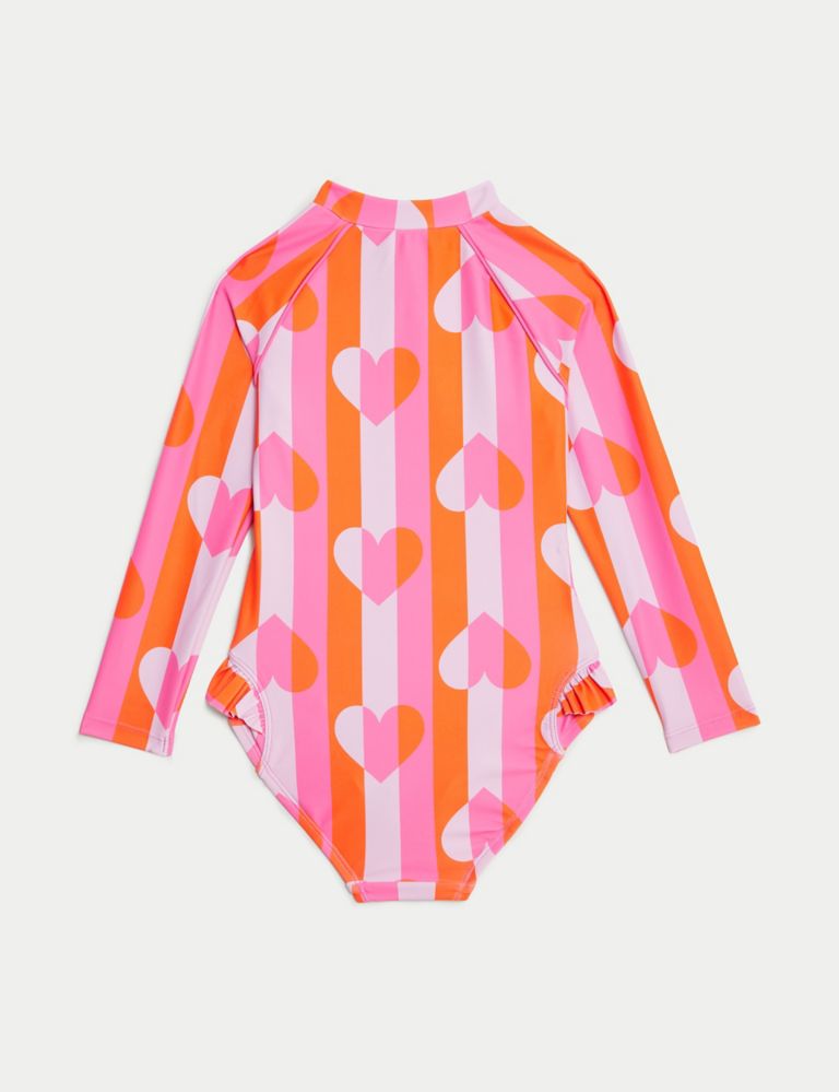 Printed Frill Long Sleeve Swimsuit (2-8 Yrs) 2 of 3