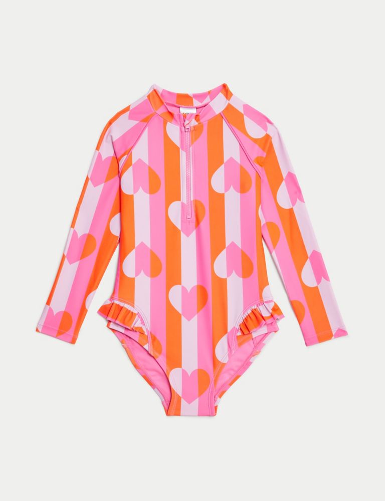 Printed Frill Long Sleeve Swimsuit (2-8 Yrs) 1 of 3
