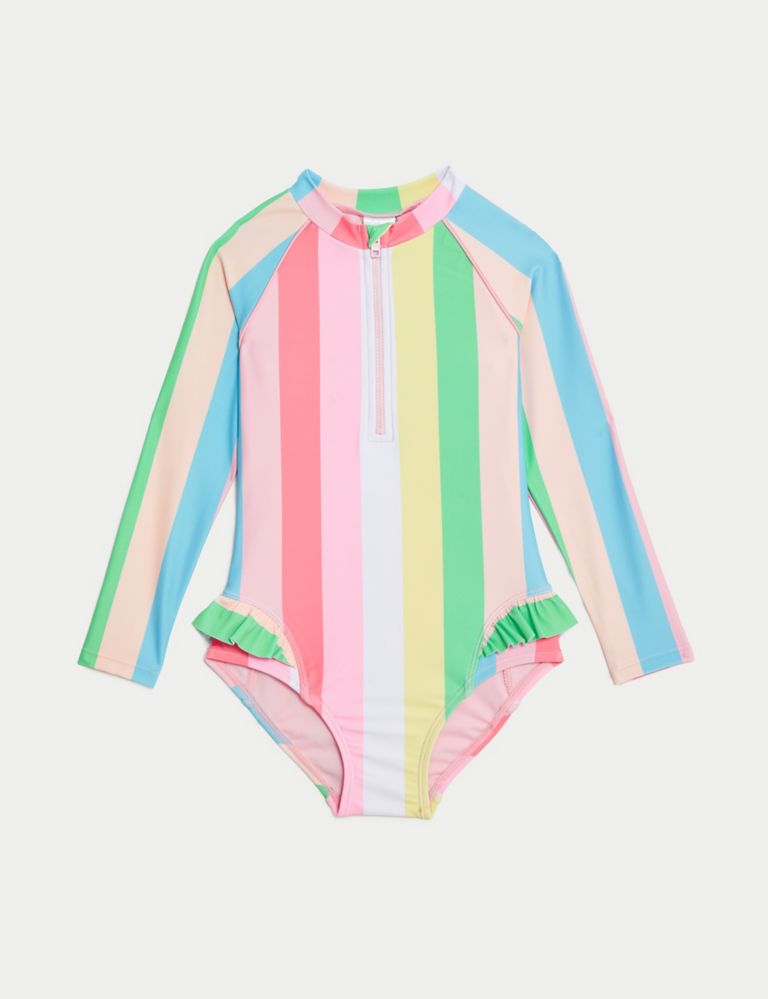 Printed Frill Long Sleeve Swimsuit (2-8 Yrs) 1 of 4