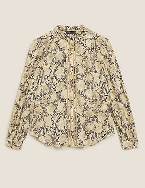 Printed Frill Neck Long Sleeve Blouse Image 2 of 5