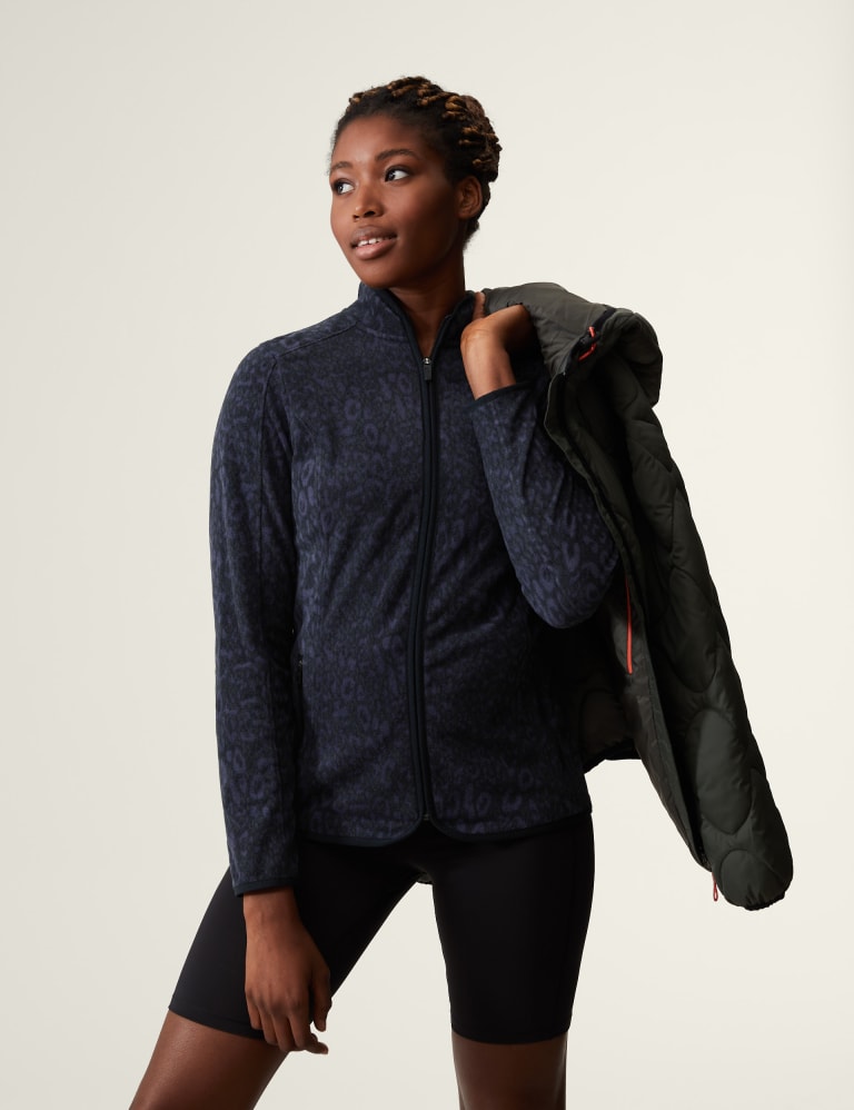 Printed Funnel Neck Fleece Jacket | Goodmove | M&S