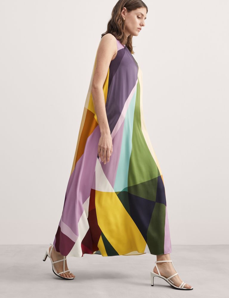 Printed Funnel Neck Maxi Shift Dress 3 of 7