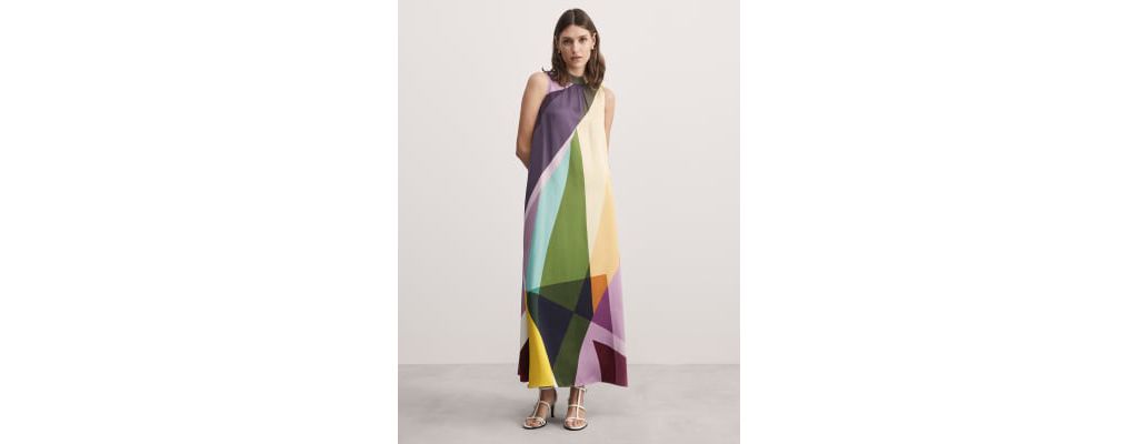 Printed Funnel Neck Maxi Shift Dress 6 of 7