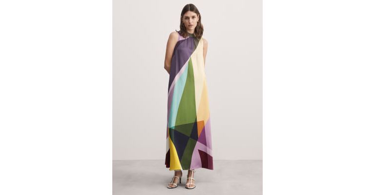 Printed Funnel Neck Maxi Shift Dress 4 of 7