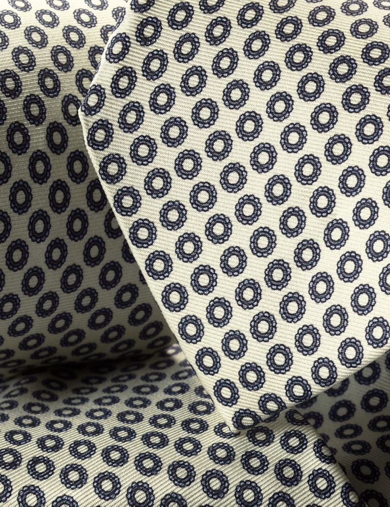 Printed Geometric Pure Silk Tie 2 of 2