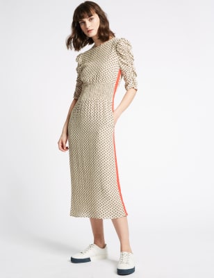 m&s midi dresses with sleeves