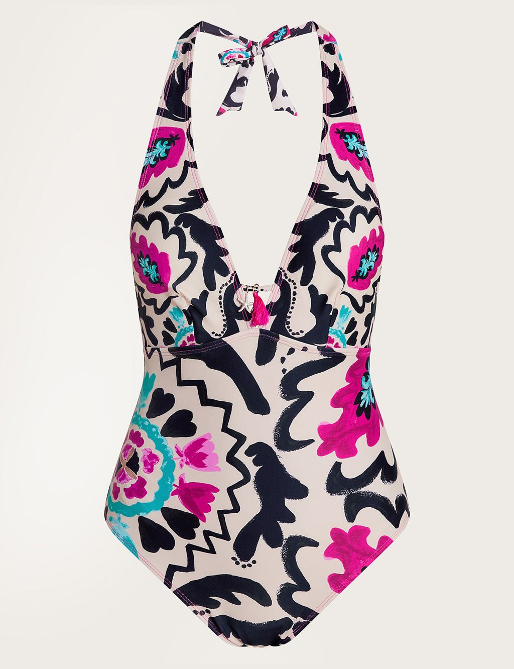 Printed Halterneck Plunge Swimsuit 1 of 5