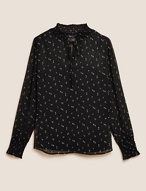 Printed High Neck Long Sleeve Blouse Image 2 of 5