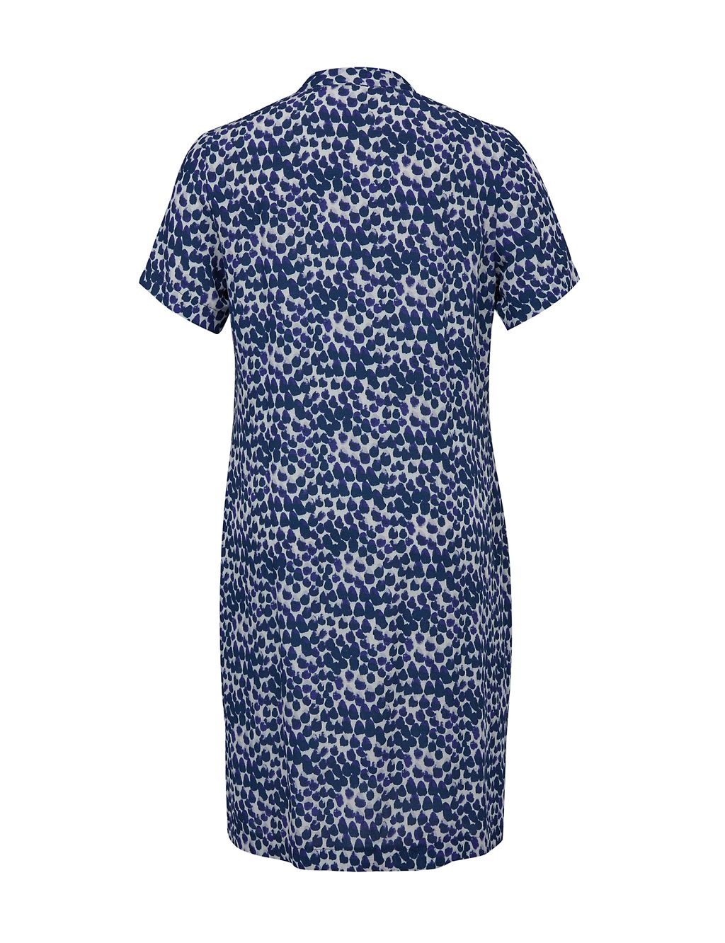 Printed Knee Length Shift Dress with Linen 2 of 5