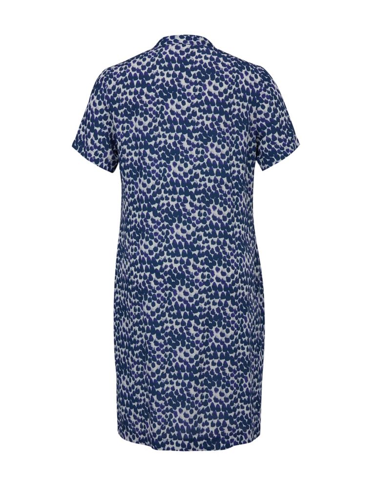 Printed Knee Length Shift Dress with Linen 3 of 5