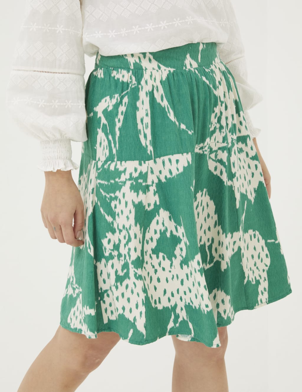 Printed Knee Length Skater Skirt FatFace M&S