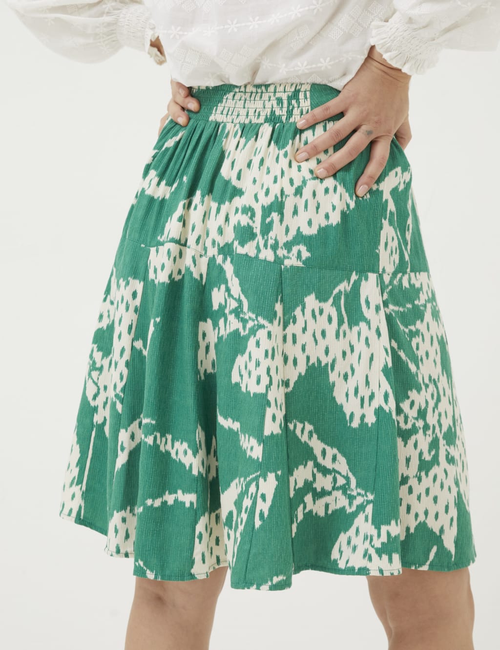 Printed Knee Length Skater Skirt FatFace M&S