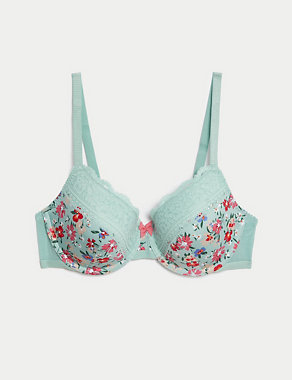 Printed Lace Trim Wired Full Cup Bra A-E Image 2 of 7