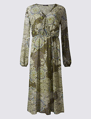 Printed Lined Midi Dress Image 2 of 4