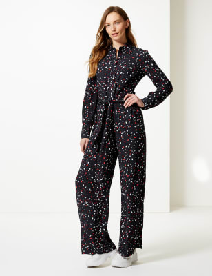 Printed jumpsuit store with sleeves