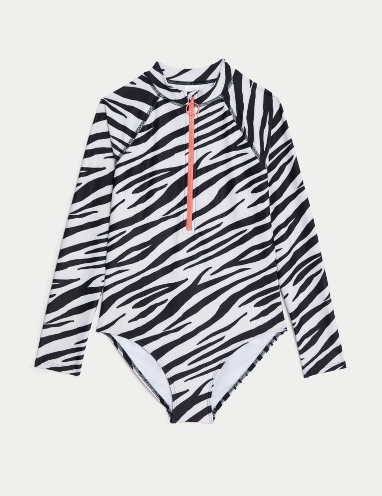 Striped long sleeve swimsuit hotsell