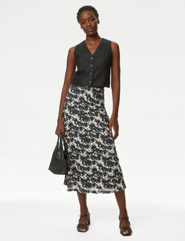 Printed Mesh A Line Midi Skirt, M&S Collection