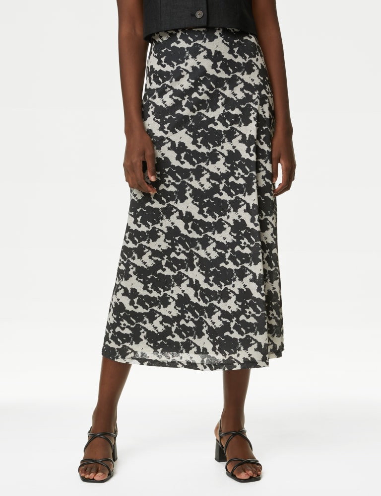 Printed Mesh A Line Midi Skirt, M&S Collection