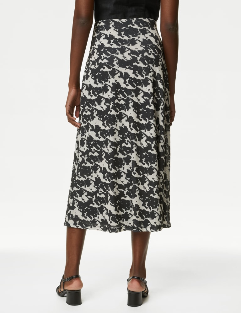 Pure Cotton Printed Midi A-Line Skirt