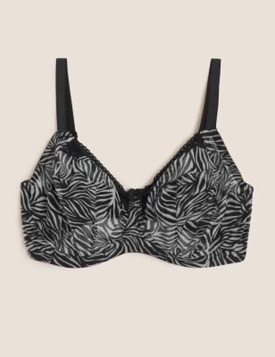 Printed Mesh Wired Extra Support Bra F-J Image 2 of 8