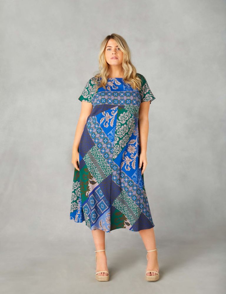Printed Midi Waisted Dress 1 of 7