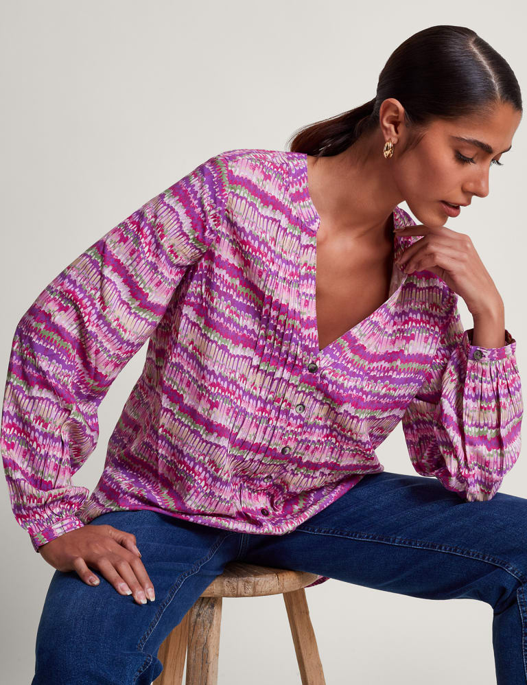 Printed Notch Neck Blouse Monsoon M S