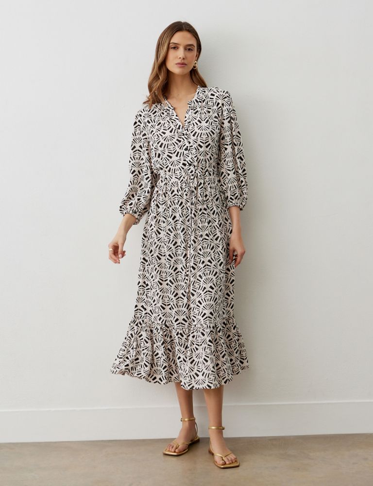 Printed Notch Neck Midaxi Tiered Dress 1 of 5