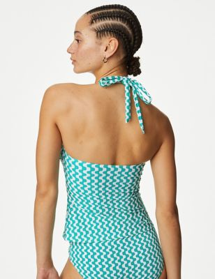 Printed Padded Halterneck Tankini Top, M&S Collection
