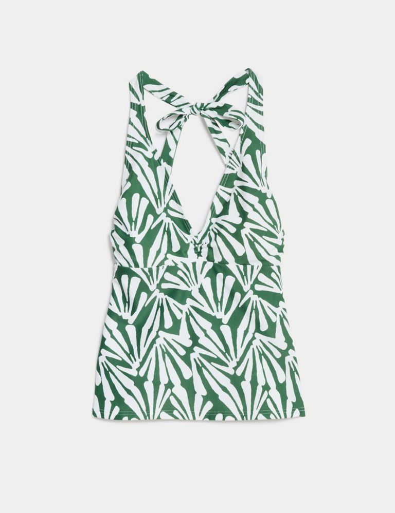 Green Leaf Print Halter Neck Top | SilkFred US