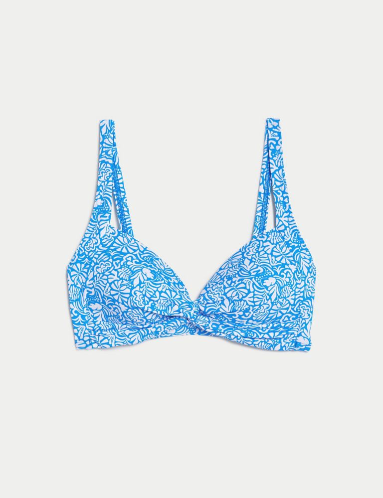 Buy Printed Padded Plunge Bikini Top | M&S Collection | M&S