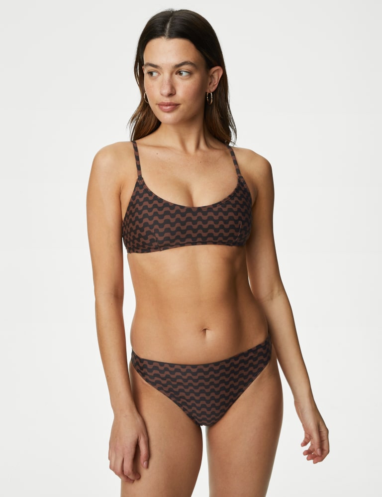 Printed Padded Scoop Neck Bikini Top M S Collection M S