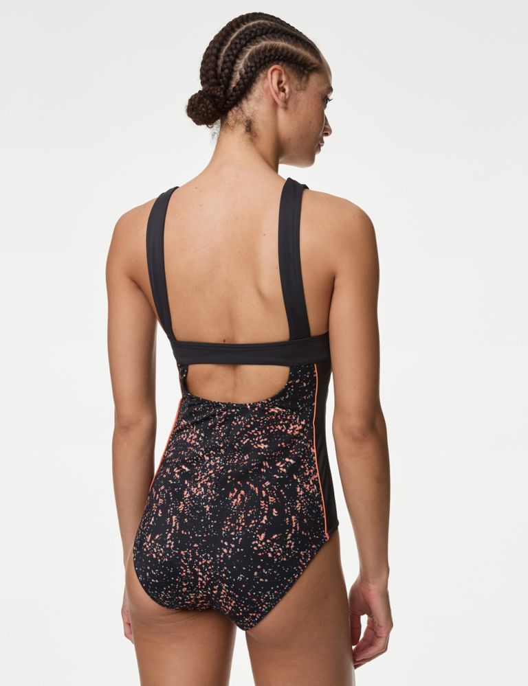 Printed Panelled High Neck Sports Swimsuit 6 of 7