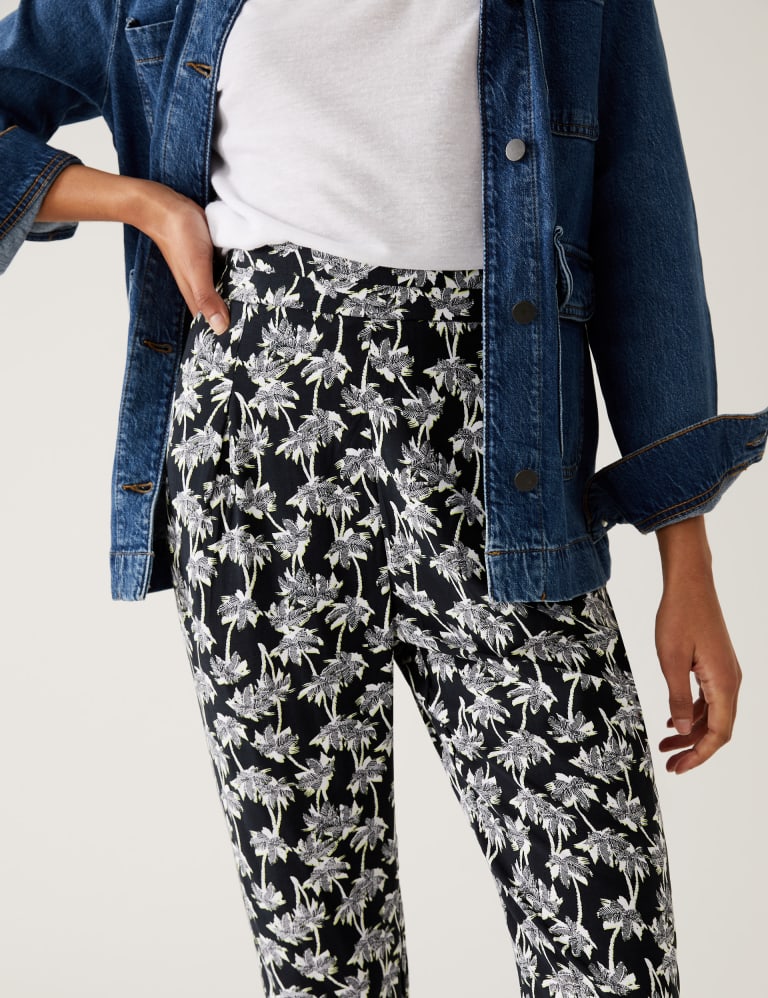 Printed Pleat Front Tapered Trousers M S Collection M S