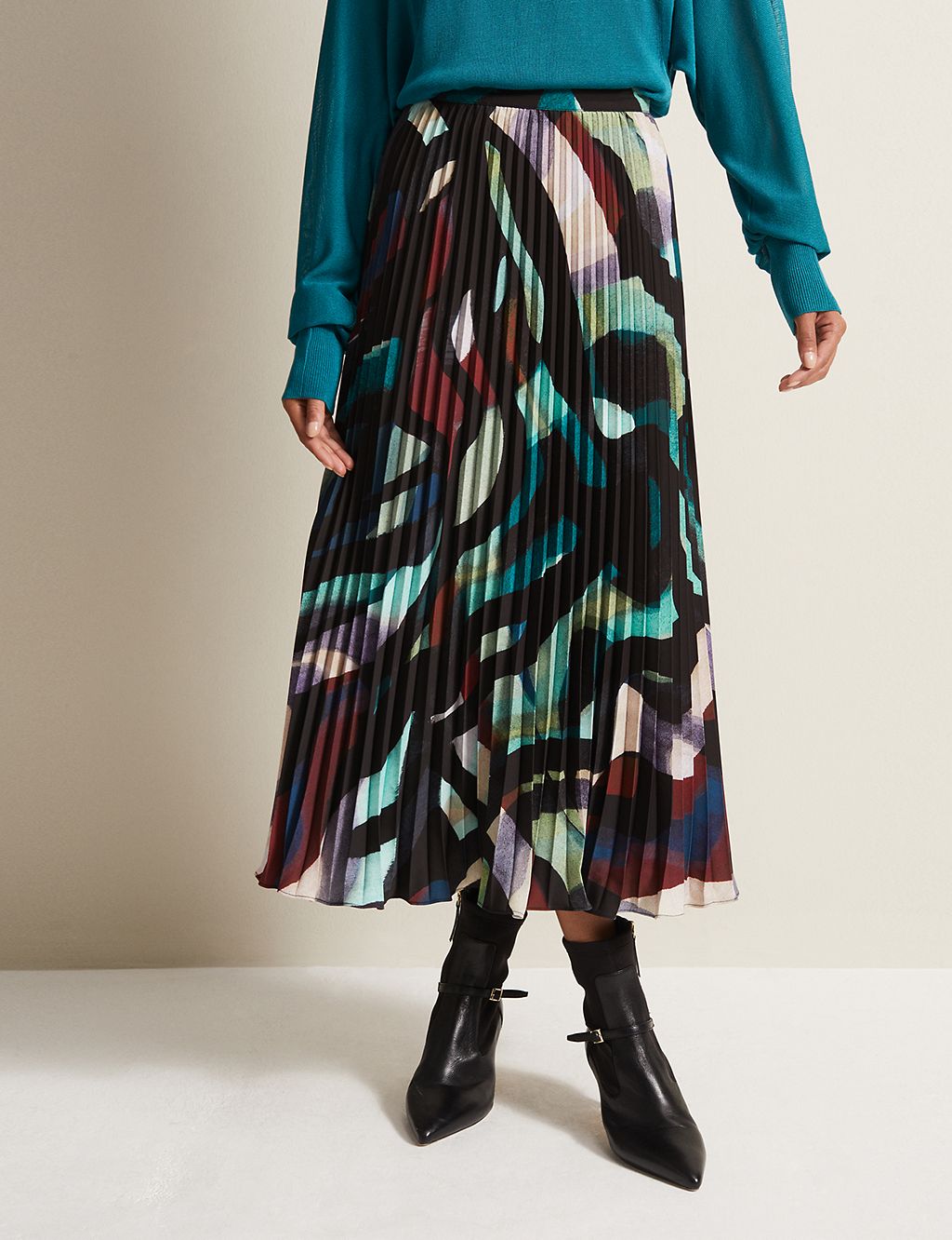 Printed Pleated Midaxi Skirt | Phase Eight | M&S