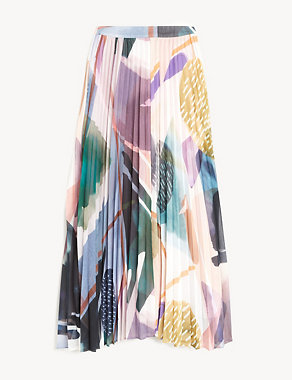 Printed Pleated Midi Skirt Image 2 of 7