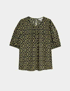 Printed Puff Sleeve Blouse Image 2 of 5