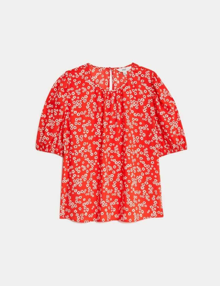 Printed Puff Sleeve Blouse 2 of 5