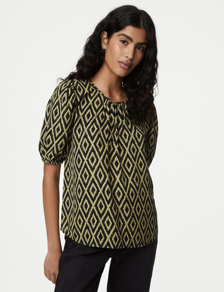 Printed Puff Sleeve Blouse 4 of 5